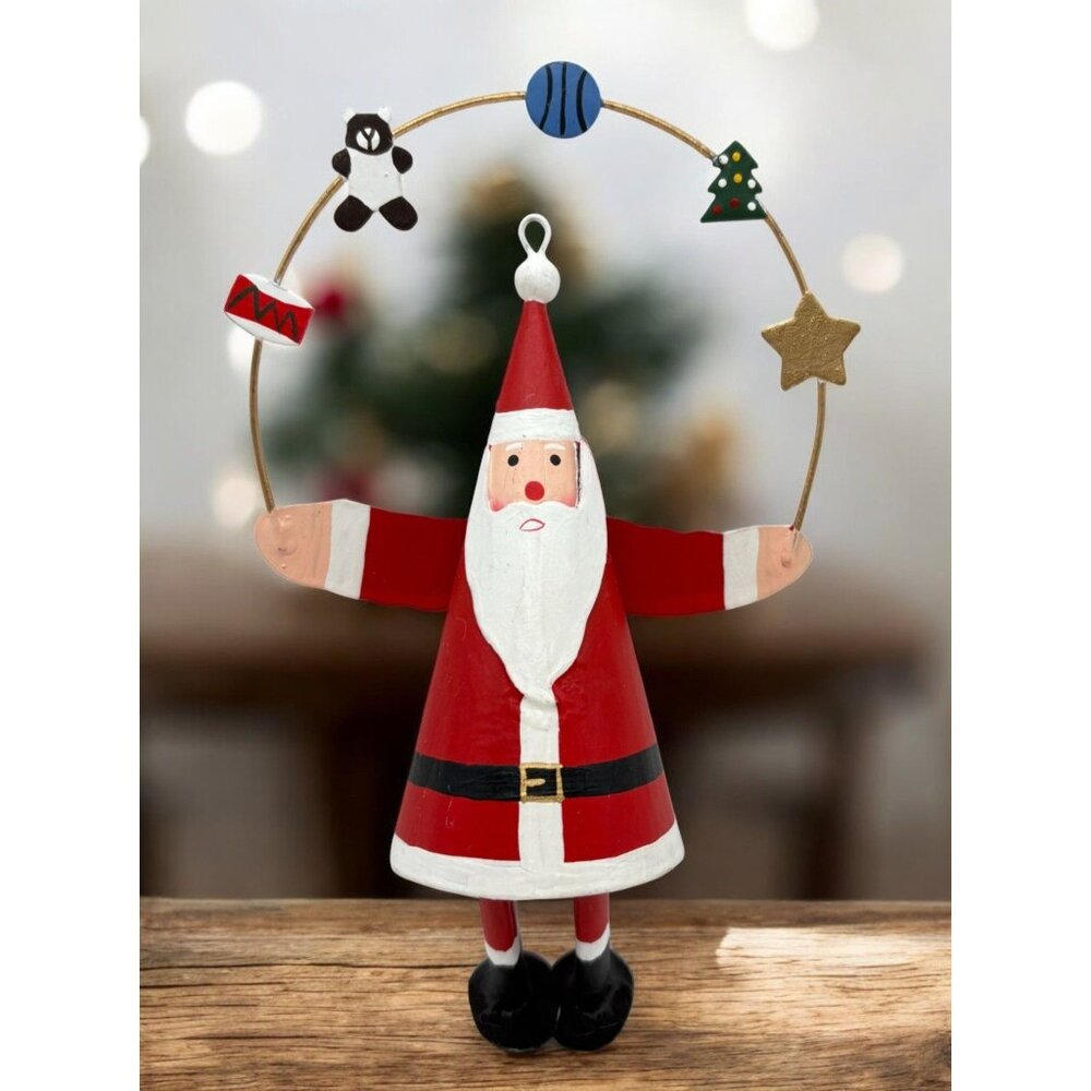 Santa Claus Juggling Toys Christmas Tree Ornament Swinging Legs Hand Painted